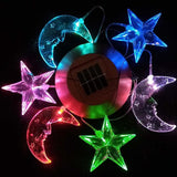 LED Solar Moon and Star Wind Chimes Outdoor - Waterproof Solar Mobile Romantic Changing Color Stars and Moon Wind Chimes Light Decor for Home, Gifts For Mom, Balcony, Festival, Night Garden Decoration