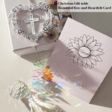 Christian Gifts for Women, Heart-Shaped Suncatcher with Cross - Religious Birthday Ornament with Scripture The Lord is My Light and My Salvation - Inspirational Catholic Spiritual Gifts