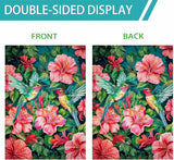 Spring Summer Garden Flag 12 x 18 Inch Double Sided, Colorful Hummingbird Floral Yard Flag Small Outdoor Decorative Flag for Garden Patio Lawn Decor