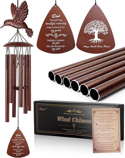 VENBEEL Dad Memorial Wind Chimes, Hummingbird Sympathy Gifts for Loss of Dad, Memorial Gifts for Father Bereavement Condolence Remembrance
