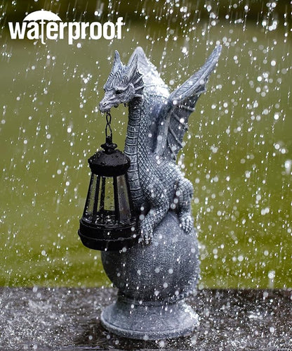 Qeeman Dragon on Ball Statues: Garden Decor Outdoor Decorations Art Figurine for Patio Balcony Yard Lawn