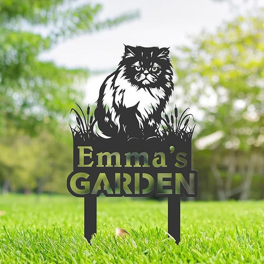 Personalized Cute Cat Kitten Metal Garden Sign,Custom Yard Sign With Stake,Outdoor Garden Décor,Pet Cat Lawn Garden Decorated Statue,Cat Sympathy Yard Metal Sign,Cat Lover Gifts Kailyard Plaque.