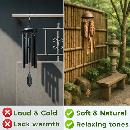 Solange & Frances Bamboo Wind Chimes - Elegant Home Decor for Front Porch and Garden. Unique Gifts for Women, White Elephant Gifts, Outdoor Wind Chimes for Relaxing Ambiance