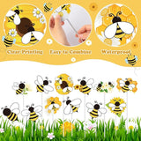 Bee Garden Stake Decor - 12 Pcs Yellow Working Bee Art Stick Floral Picks Garden Yard Metal Decorative Stake Sign Spring Summer Outdoor Backyard Pathway Lawn Plant Flower Pots Decoration