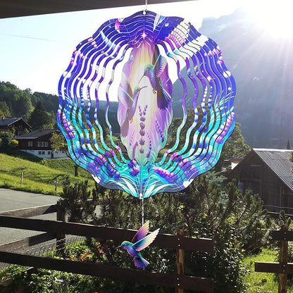Wind Spinners Outdoor Hummingbird - Hanging Wind Chime for Garden Decor, 12-Inch Stainless Steel Wind-Spinner with Tail Spinner, Wind-Sculptures for Indoor Patio Lawn Yard, Christmas Ornament Gift