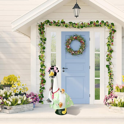 Porch Goose Statue Outfits Set Porch Goose Clothes with Wide Hat Costumes for 23" Plastic Statue Patio Yard Garden Lawn Outdoor Decoration(Bright,Animal Plush)