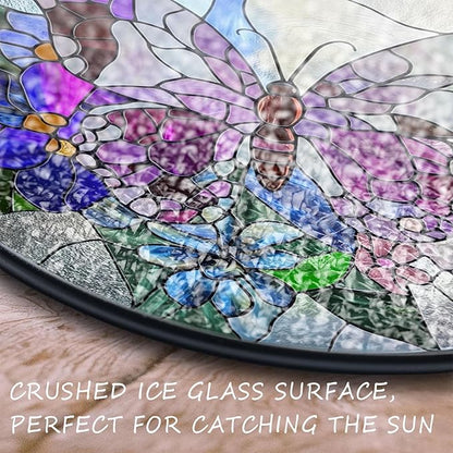 Cardinal Stained Glass Window Hanging, 7.87 Inch Sun Catcher for Indoor Outdoor, Hand Painted Stained Glass Gift for Women Bird Lovers Mother's Day Christmas