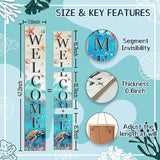 Sea Turtle Welcome Sign for Front Door, Beach Outdoor Porch Sign Home Decorations Standing Yard Sign Seasonal Wood Door Sign for Garden Tall Summer Welcome Vertical Signs for Patio Wall