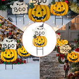 Metal Halloween Yard Stakes, Halloween Decorations Outdoor with Ghost Pumpkin, Jack-o-Lantern Stacked Garden Stakes Lawn Gift for Party Pathway Porch Patio Decor, 25“