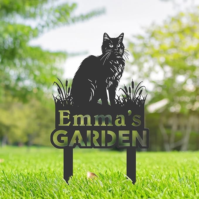 Personalized Cute Cat Kitten Metal Garden Sign,Custom Yard Sign With Stake,Outdoor Garden Décor,Pet Cat Lawn Garden Decorated Statue,Cat Sympathy Yard Metal Sign,Cat Lover Gifts Kailyard Plaque.
