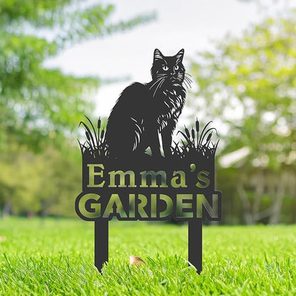 Personalized Cute Cat Kitten Metal Garden Sign,Custom Yard Sign With Stake,Outdoor Garden Décor,Pet Cat Lawn Garden Decorated Statue,Cat Sympathy Yard Metal Sign,Cat Lover Gifts Kailyard Plaque.