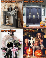 5 Pack Posable Skeleton Halloween Decorations, 16in Halloween Skeleton Decor- Full Body Movable Joints with 22 Spiders & Cobweb, Outdoor/Indoor Scary Party Graveyard Props Hanging Skeletons