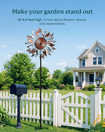 Wind Spinners Yard Garden - Large Wind Sculptures & Spinners with Stake, Kinetic Metal Windmill Spinner Decor for Garden Lover (22" W x 83“ H)