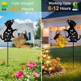 ZFNN Solar Garden Decor Lights, Outdoor Waterproof Solar Watering Can with Cascading Lights, Metal Dog Silhouette Stake Yard Art for Outside Lawn Patio, Unique Gardening Gifts for Women Mom