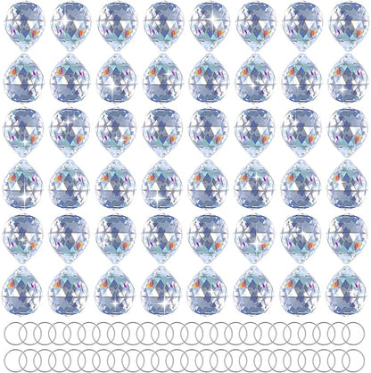 48pcs 20mm Clear Crystal Ball Prism with 48 Rings, Sun Shine Catcher Rainbow Pendants Maker Hanging Crystals Chandeliers Prisms for Windows Gift