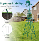 Tangkula 8.3FT Windmill Yard Garden Metal Ornamental Wind Mill Weather Vane Weather Resistant (Green)