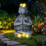Meditating Turtle Garden Statue with Solar LED Lights - Zen Yoga Turtle Figurine with Succulents, 8.7-Inch Resin Garden Decor, IP65 Waterproof Outdoor Sculpture, Unique Birthday Gifts for Women Mom