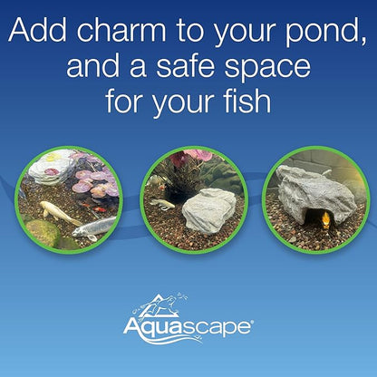 Aquascape Faux Rock Fish Cave, Decorative Shelter for Koi and Pond Fish, Natural-Looking Rock Design, 25-inch L x 15-inch W, 78418