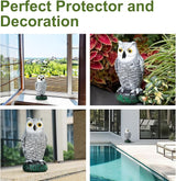 OFFO Plastic Owl Scarecrow for Halloween Decorations Outdoor Garden, Yard, Pool Decoration, 8.3 in Height, Snow Owl