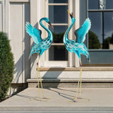 47.5" Extra-Large Blue Heron Decor, Handcrafted Metal Crane Garden Statue with Stable U-Ground Stakes, Backyard Decoration, Metal Garden Bird Animal Yard Art, Lawn Ornament