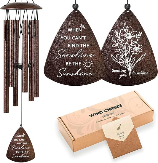 Get Well Gifts for Women Men, 32" Bronze Wind Chimes Inspirational Gifts for Women, Cheer Up Positive Sending You Sunshine Get Well Soon Gift Baskets