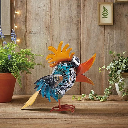 Bird Sculpture Yard Decor - Funny Open Mouth Big Eyes Metal Birds Statue for Garden Patio Lawn Outdoor Standing, Art Figurine Bookshelf Decoration Ornament Gifts for Housewarming Christmas