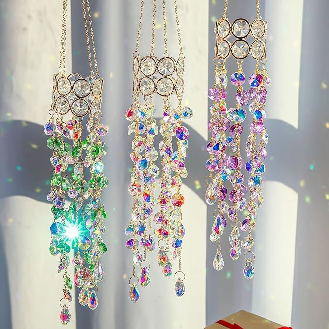 H&D HYALINE & DORA 19 Inch Garden Crystal Suncatchers Sun Catchers Indoor Window Gold-Plated Sun Catcher for Indoor Outdoor and Party Decor (Colorful)