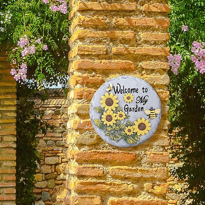 Sunflower Bees Stepping Stone for Garden, Decorative Garden Stone for Yard, Patio, Garden or Walkway - Outdoor or Indoor Home Decoration(Animals)