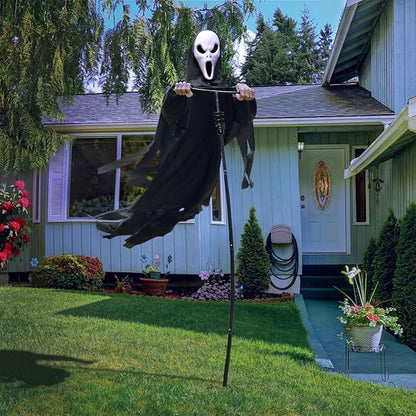 LarpGears Halloween Scarecrow Rotatable Ghost of Death Outdoor Decoration, 7.5Ft Flying Ghost for Garden, Porch, Yard