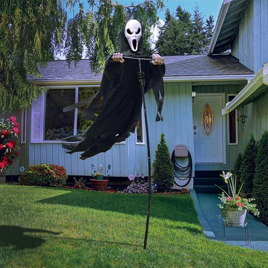 LarpGears Halloween Scarecrow Rotatable Ghost of Death Outdoor Decoration, 7.5Ft Flying Ghost for Garden, Porch, Yard