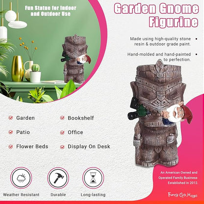 Funny Guy Mugs Garden Gnome Statue - Tiki and A Gnome - Indoor/Outdoor Garden Gnome Sculpture for Patio, Yard or Lawn