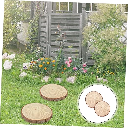 TOYANDONA 2pcs Outdoor Garden Wooden Stepping Stones 8.5-Inch Log Pathway Decor Easy DIY Installation for Walkways and Patios Sturdy and Weather-Resistant