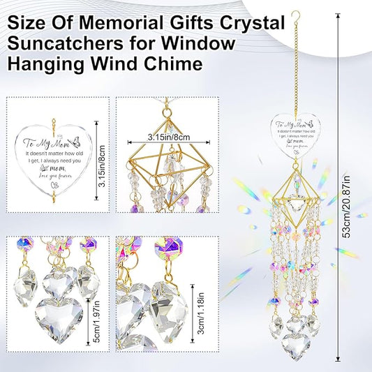 AceOrbit Mom Thank You Gift, Crystal Suncatchers for Window Hanging Wind Chime Garden Suncatchers Rainbow Indoor Outdoor Decor Unique Mom Birthday Gifts from Daughter, Happy Mother's Day