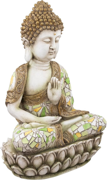Northlight Meditating Mosaic Buddha Outdoor Ceramic Garden Statue - 19.5"