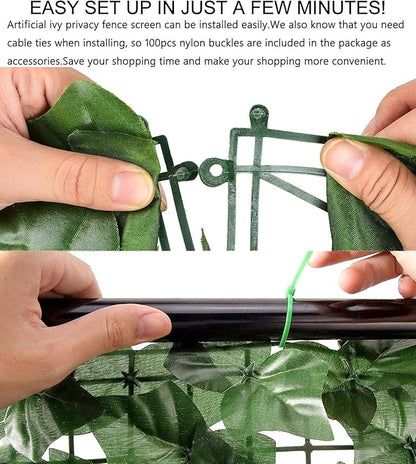 Privacy Fence Screen Artificial Ivy Grass Wall Screen 360x40 in Balcony Fence Privacy Screen Faux Vines Green Backdrop Fake Ivy Wall Panels Hedge Fence for Patio,Garden, Backyard Indoor Outdoor deocr