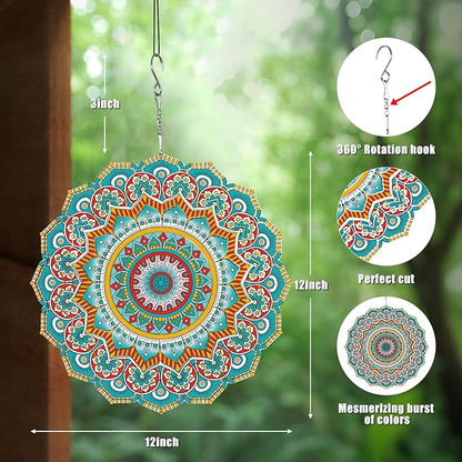Mandala Gifts for Mom, Moms Wind Spinners, Mother's Day Best Gift for Mom, Mother Birthday Gift from Daughter Son, Love Reminder Gifts for Mother's Day, Garden Decor Gifts for Outside, Patio, 12in