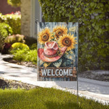 Welcome Cowgirl Sunflower Garden Flags 12×18 Inch Double Sided Decorative Yard Banner Seasonal Flag for Outdoor Outside Decor