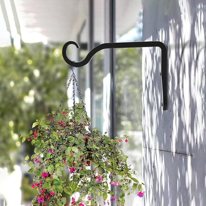 BOLITE Plant Hangers, 6 Inch Hanging Plant Brackets Outdoor Indoor, Wall Hooks for Hummingbird Feeders, Bird Feeders, Planters, Lanterns, Wind Chimes, Home Decor, 2 Pack, Black, Gifts for Women Men