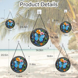 Stained Glass Window Hanging, Blue Butterfly Flower Suncatcher for Doors Home Sun Catchers Decoration and Christmas, Mother's Day Birthday Gifts for Women, Men, and Mom 9.8 in