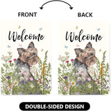 Floral Yorkie Garden Flag Spring Summer House Flags 28 x 40 Double Sided Flower Dog Yard Flags for Outside Large Outdoor Welcome Flags