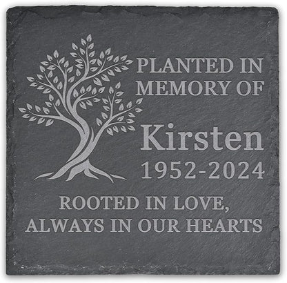 Memorial Garden Stone, Memorial Stone, Personalized Memorial Gifts, Sympathy Gifts for Loss of Loved One, Bereavement Gifts for Loss of Father Mother - Rooted in Love - Square