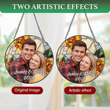 Personalized Stained Glass Windows Hanging, Her Him Picture Suncatcher Ornament, Custom Photo Gift, Birthday Boyfriend Girlfriend Couples Gifts