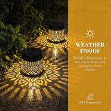 Decorative Solar Mandala Lights Outdoor, Metal Solar Fence Wall Light Waterproof, Solar Powered Mandala Garden Lights for Patio Fence Backyard Deck Outdoor Wall Decor (Mandala*4)