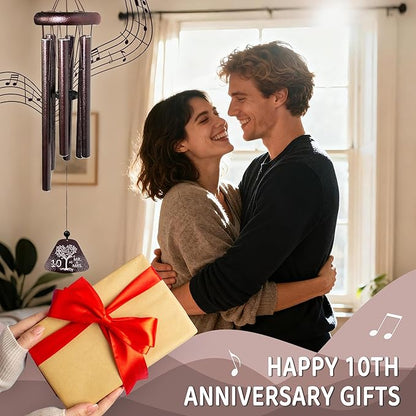 10 Year Anniversary Wedding Gifts for Him Her Wife Husband Couple Wind Chimes 32", Ten Year Anniversary Tin Gift, Romantic 10th Anniversary's Romantic Decorations for Him Her Women Men