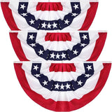 2.5x5 FT 4th of July Accessories, USA Pleated Fan Flag 5PCS, Patriotic Half Fan Bunting, Thick Polyester American Flag Decor for 250th Anniversary Independence Day Yard Porch Garden Outdoor