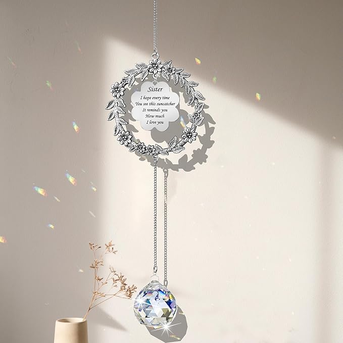 Birthday Sisters Gifts from Sister Brother, Christmas, Birthday, Valentines Day, Suncatcher Gifts for Sister/Sister in Law, Sun Catcher Sister Gift Ideas