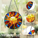 Stained Glass Window Hanging, Sunrise Suncatcher for Window Doors Garden Home Decoration, Abstract Colorful Glass Panel Ornaments for Women,Men,Wife, Lovers, and Mom 7.8×7.8 in