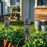 Hausse 2 Pack Fake Owl Decoy to Scare Birds Away, 11.2 inch Wagging Head Plastic Owl Scarecrow Bird Deterrents, Owls Statue Nature Enemy Horned Pest Repellent for Outdoor Garden Yard