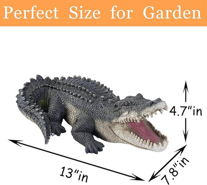 Teaeeno Garden Alligator Outdoor Decor,Crocodile Sculpture for Stuff Pond Decor,Florida Alligator Sculpture for Yard Art,Realistic Wild Animal,Reptile Figure,Florida Alligator,Perfect for Man