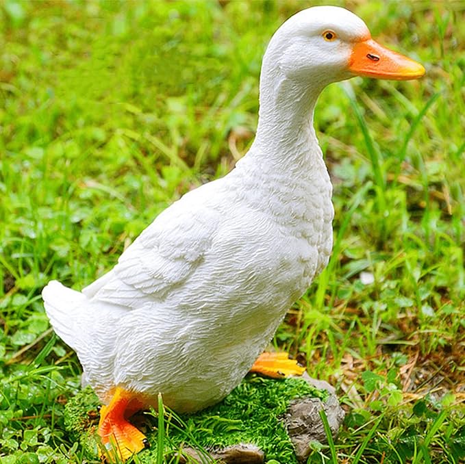 Real Farm Duck Statues,Funny Duck Fence Decoration,Resin Duck Decor,Outdoor Real Animal Statue,Duck Sculpture,Perfect for Home Garden Stairs,Farm,Patio,Backyard
